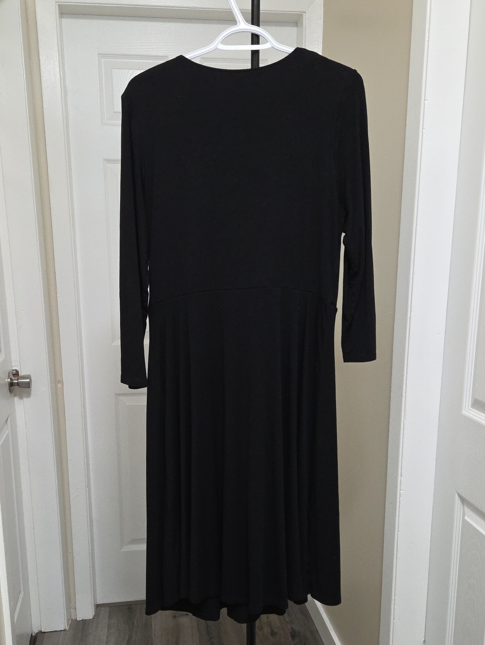 Boden Plus Size Black Faux Wrap Long Sleeve Midi Dress Viscose Career Classic - Picture 9 of 10